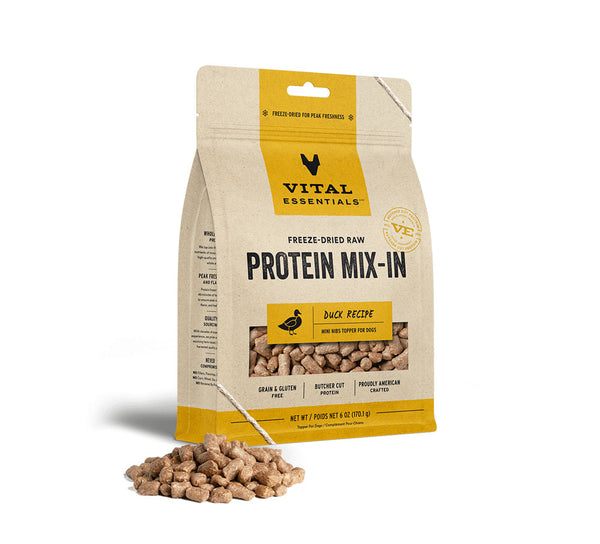 VE ~ Protein Mix-In Duck Mini Nibs Topper Dogs 6 oz
