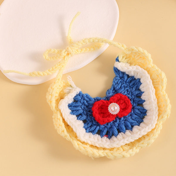 Cat Knitted Collar (Blue & Yellow)