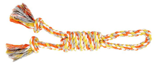 Bud'Z ~ Rope Dog Toy Double Loop And Noose Knot Orange And Yellow 13.5"