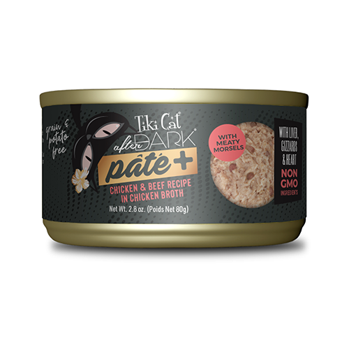 Tiki Cat® ~ After Dark Pate + Chicken & Beef In Chicken Broth Wet Cat Food 2.8 Oz