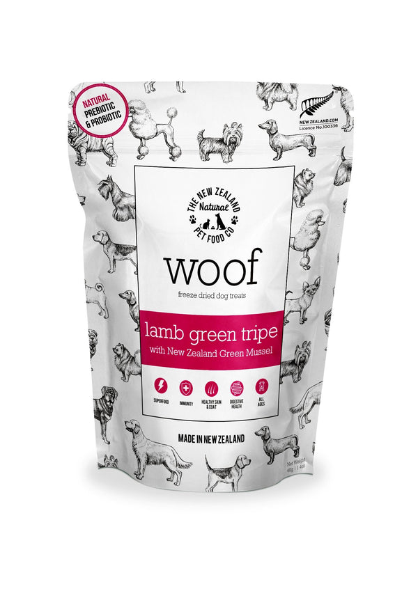 NZPF ~ Woof/Dog Freeze-Dried Lamb Green Tripe With Green Lipped Mussels Treats 40g