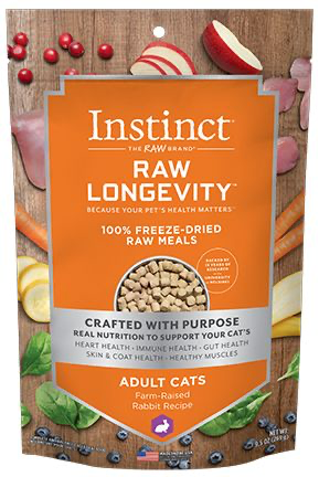 Instinct ~ Longevity Freeze Dried Raw Meals Adult Rabbit Cat 9.5oz