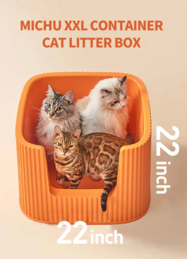 Michupet ~ XXLarge Cat Litter Box (Orange)