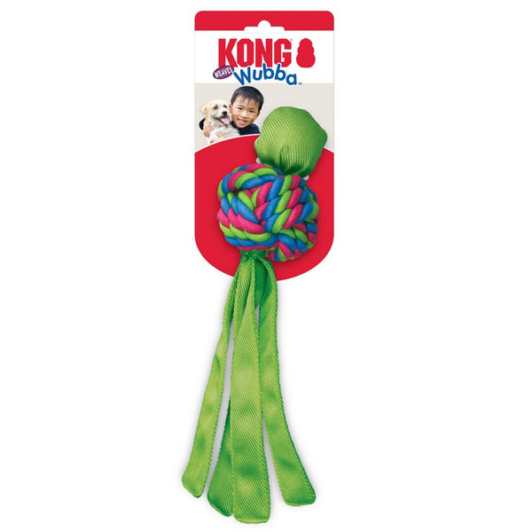 Kong® ~ Wubba™ Weaves Nylon+Rope Squeaks Dog Toy