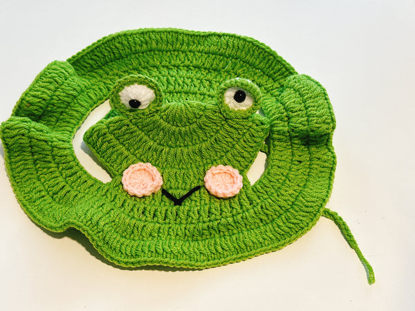 Pet Knit Collar + Hat (Frog)