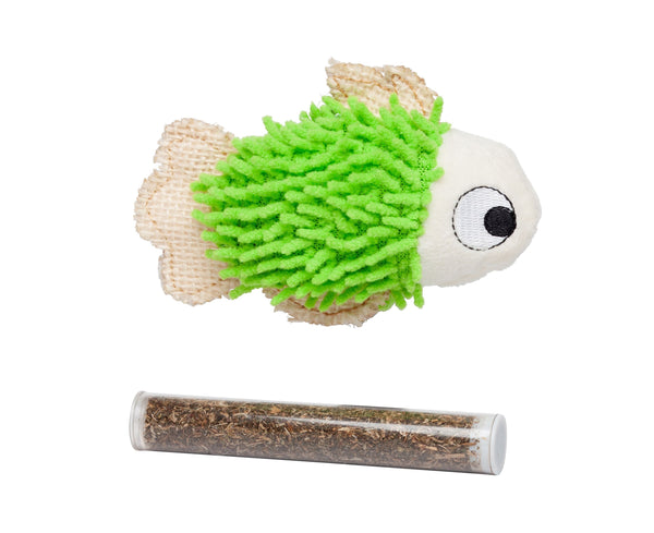Bud'Z ~ Green Fish With Catnip Pocket Cat 4.5in