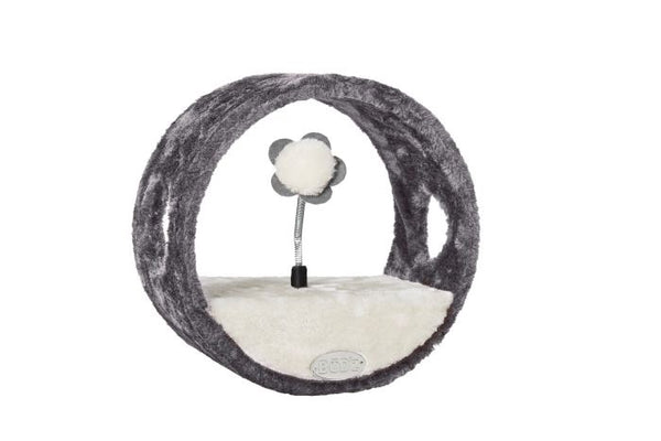 Bud'Z ~ Interactive Wheel Toy With Pompom On Spring Grey Cat