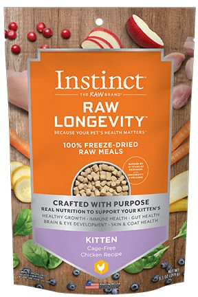 Instinct ~ Raw Longevity Freeze Dried Raw Meals Kitten Chicken Cat 9.5oz